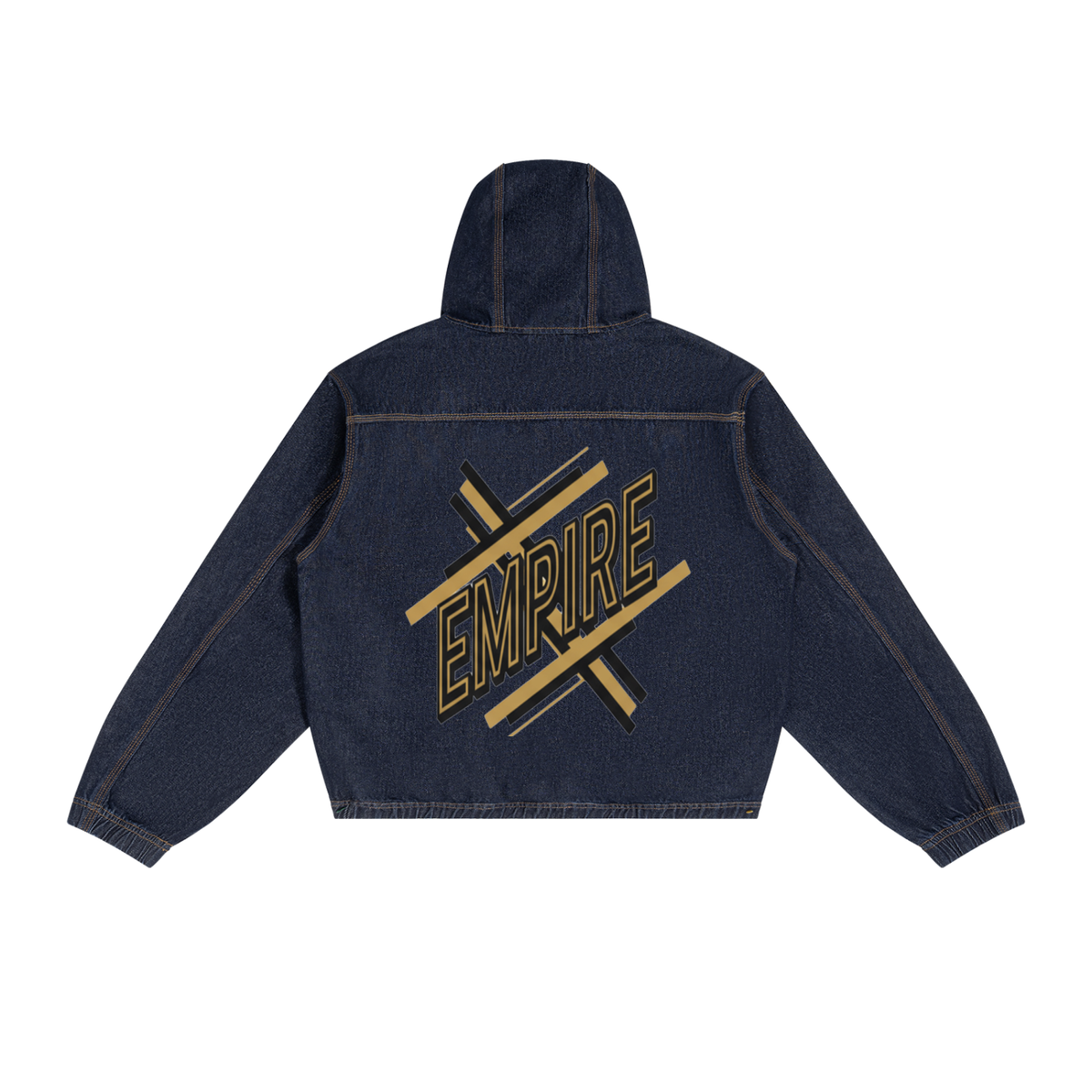 EMPIRE Men’s Hooded Denim Jacket — Dark Gold Signature