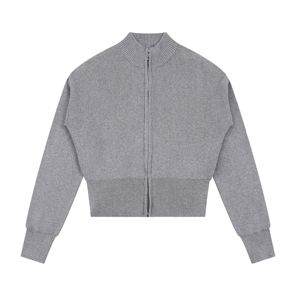 EMPIRE Women's Short Mock-Neck Zip Cardigan — Empire Signature