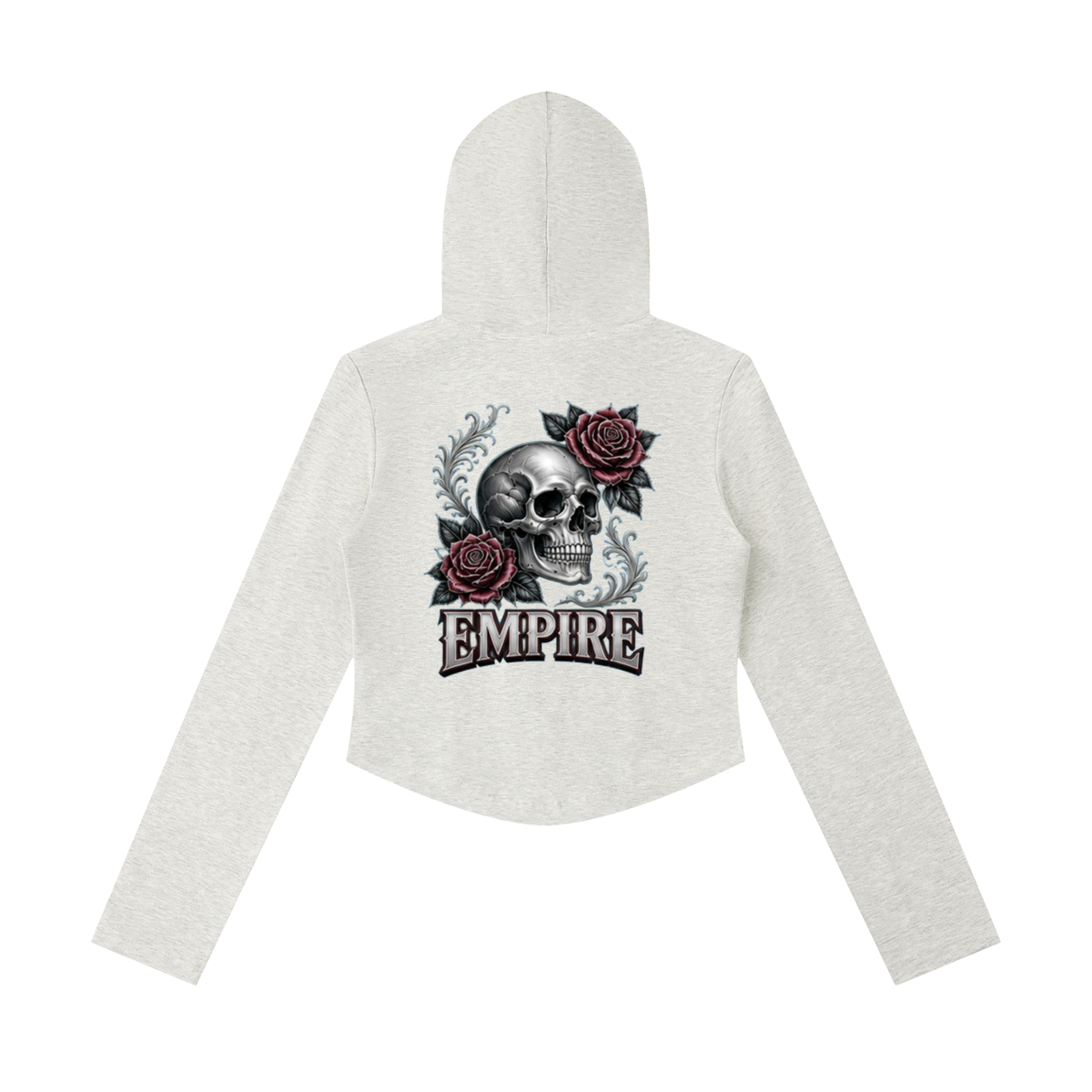 EMPIRE Women's Slim Cropped Zip Hoodie — Empire Dark Rose Tattoo