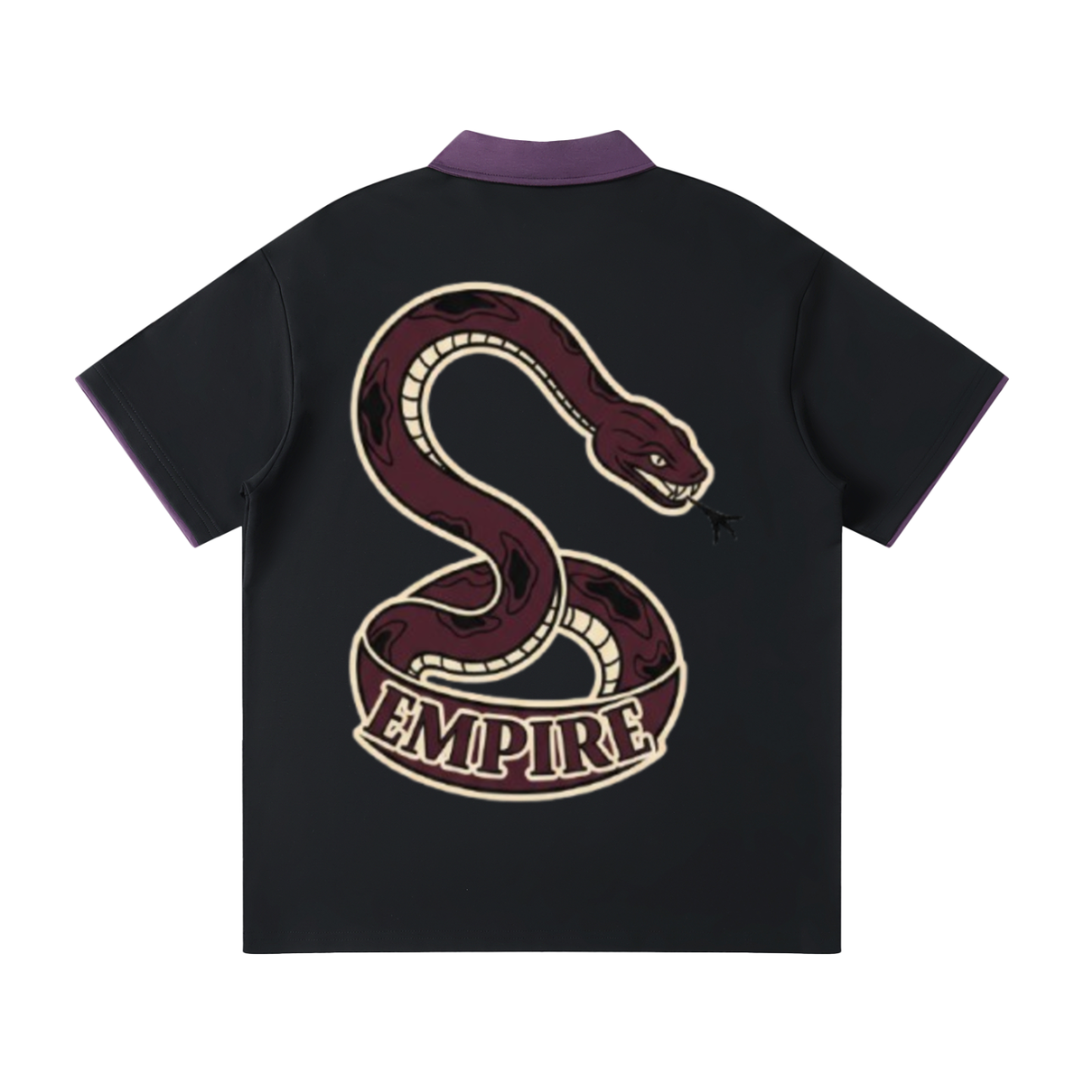EMPIRE Men’s Contrast-Collar Raglan Polo Shirt — Ornamental Snake