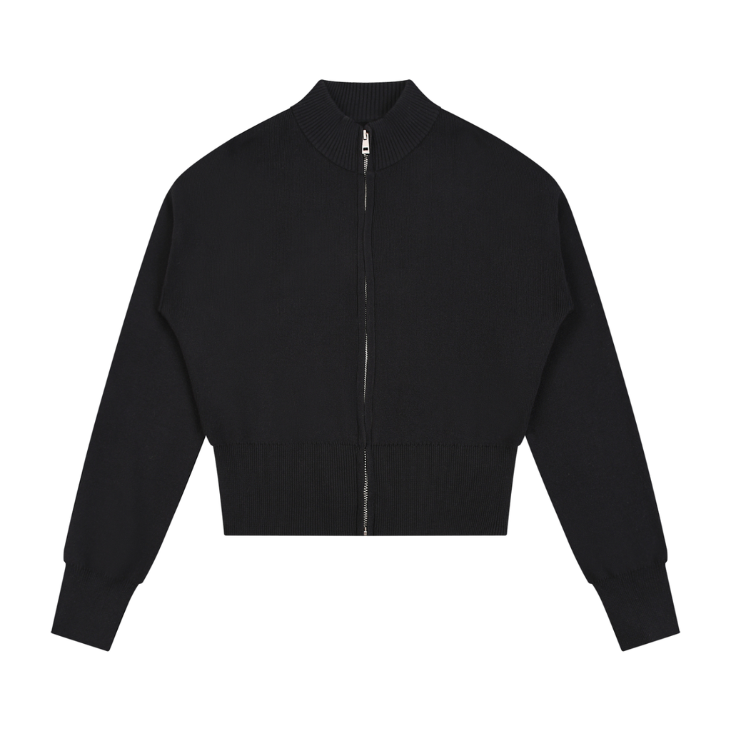 EMPIRE Women's Short Mock-Neck Zip Cardigan — Empire Signature