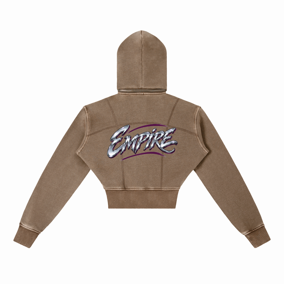 EMPIRE Women's Vintage-Washed Cropped Hoodie — Empire Chrome Tag