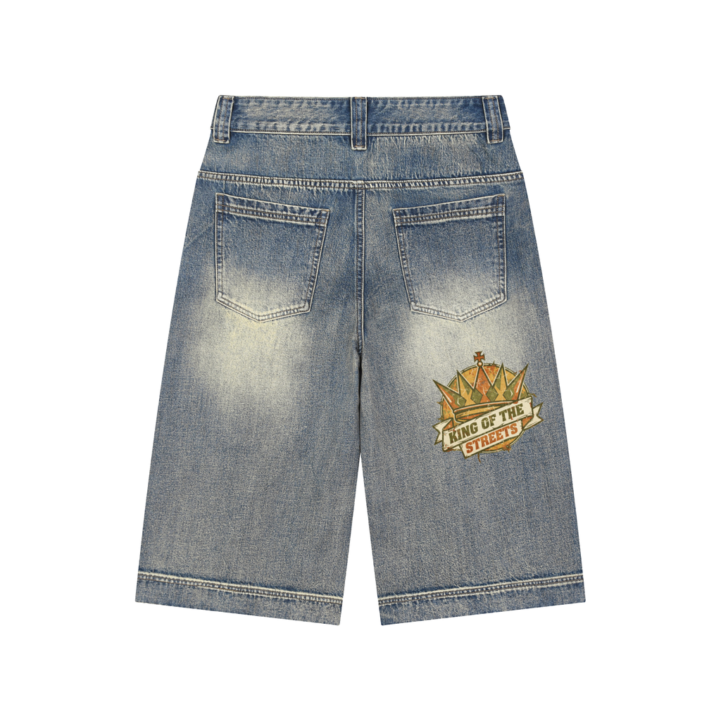 EMPIRE Men Denim Shorts — Vintage Wash Baggy Collection