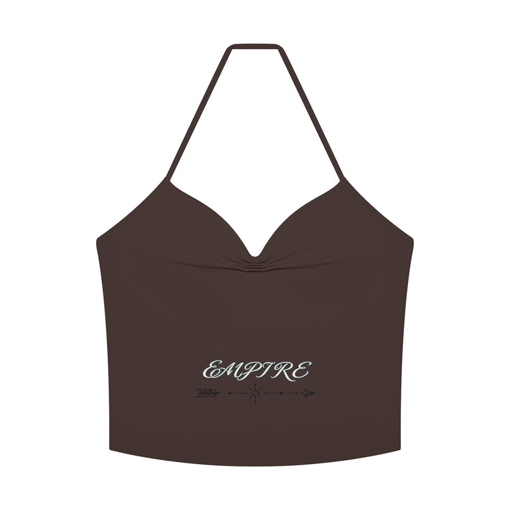 EMPIRE Women's Ruched Halter Crop Top — Empire Ornamental Arrow
