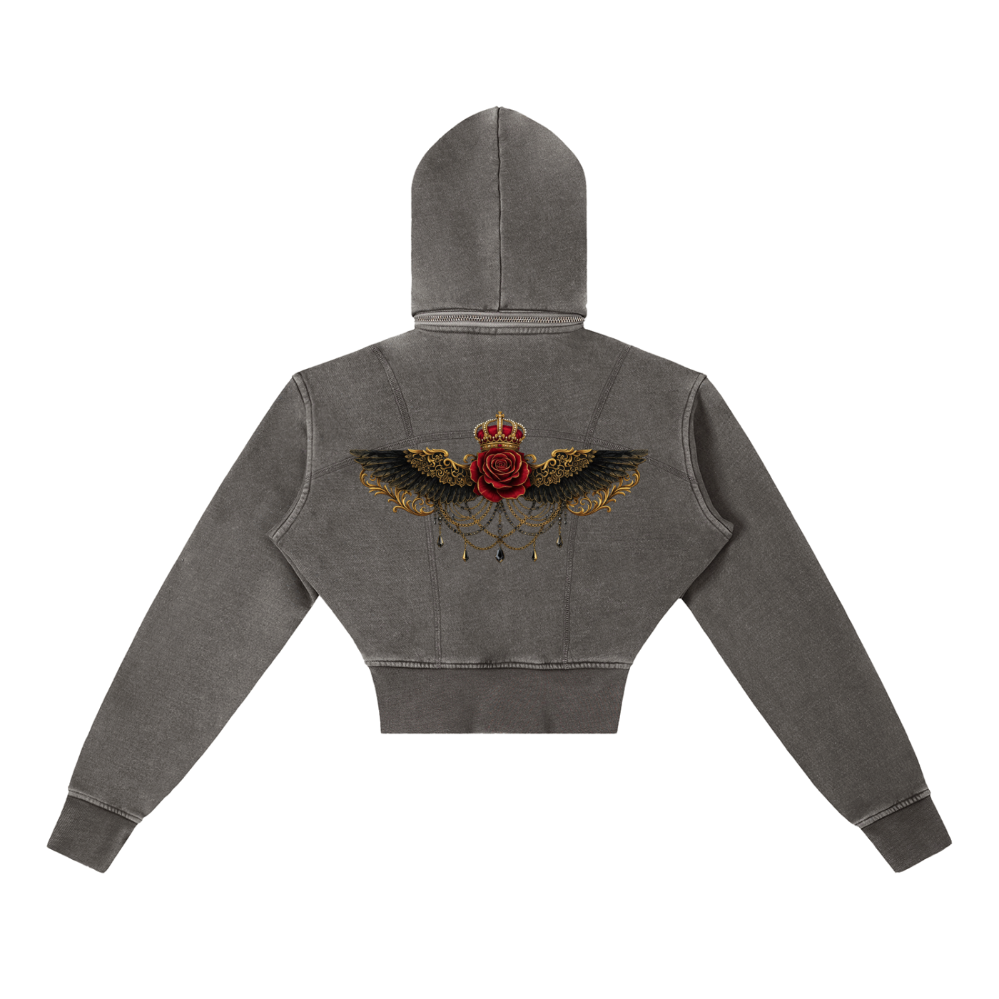 EMPIRE Vintage Washed Cropped Hoodie — Premium Women's Streetwear