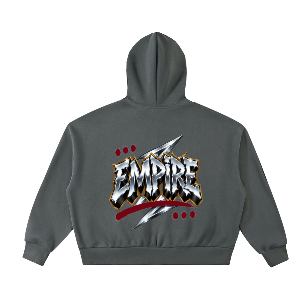 EMPIRE Men’s Cropped Fleece Full-Zip Hoodie — Empire Chrome Tag