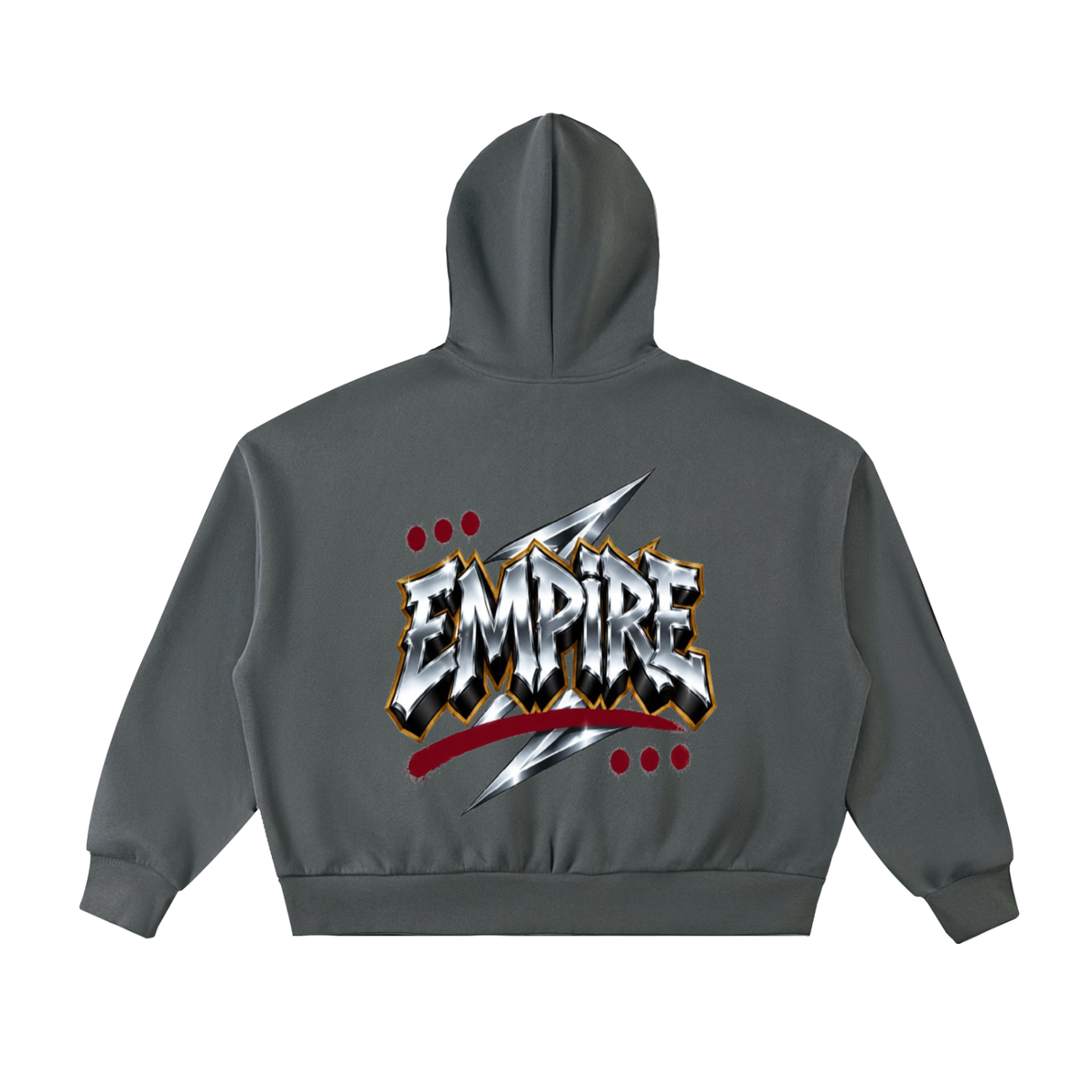 EMPIRE Men’s Cropped Fleece Full-Zip Hoodie — Empire Chrome Tag