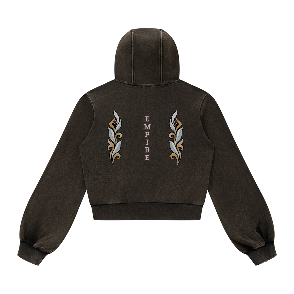 EMPIRE Women's Short Vintage-Wash Zip Hoodie — Empire Ornament