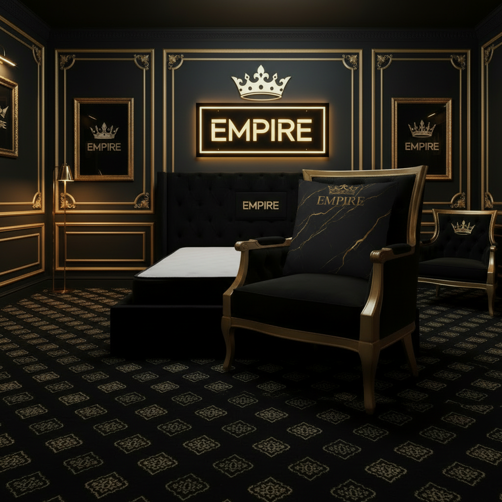 Black Gold Marble Pillow on Empire Palace Chair