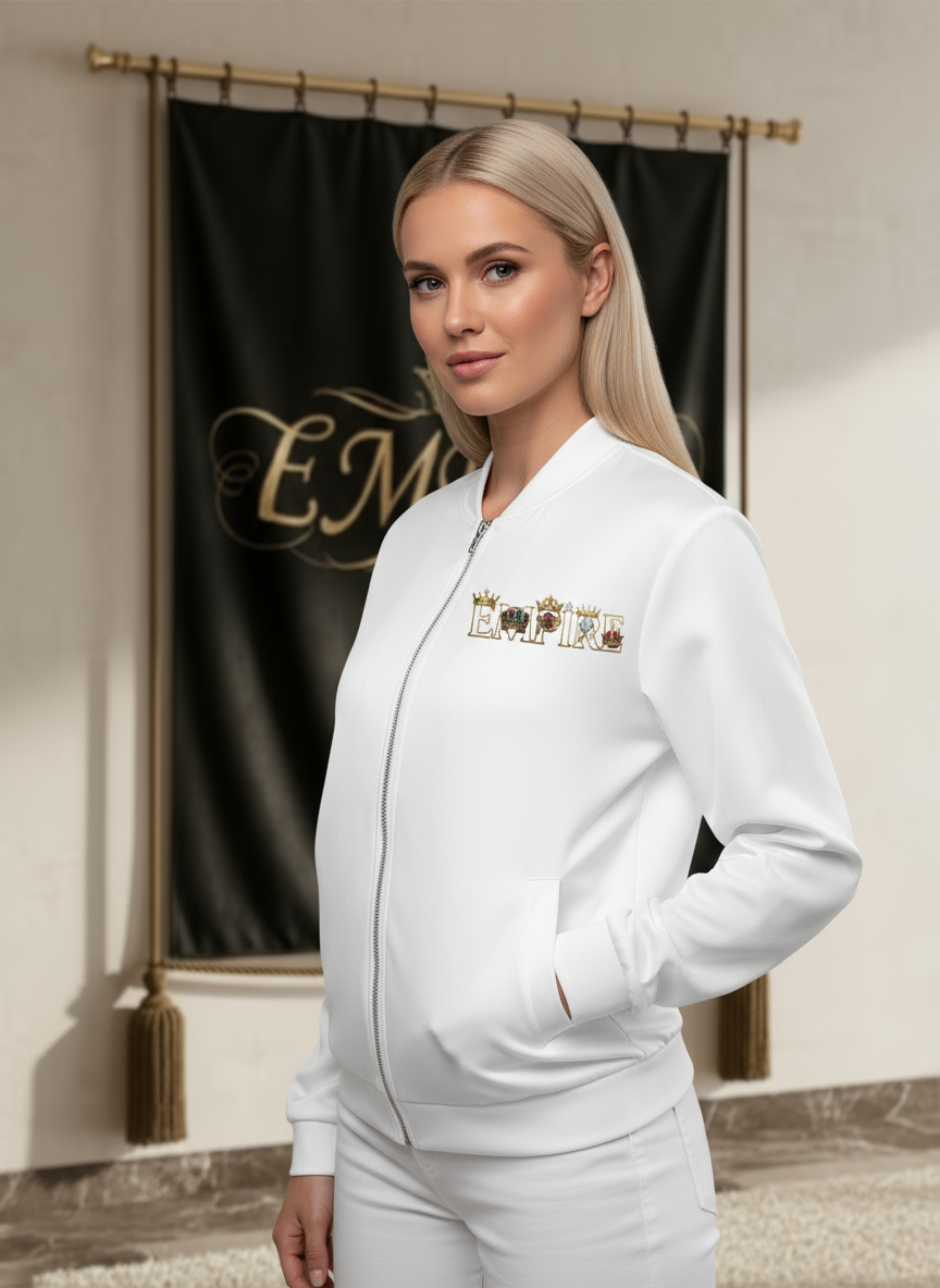 Bomber blanc EMPIRE royal femme vue profil