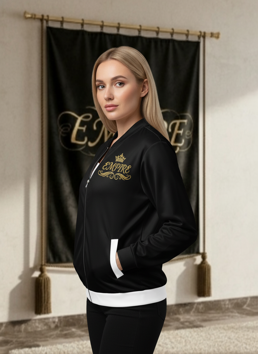 Bomber noir blanc EMPIRE femme vue profil