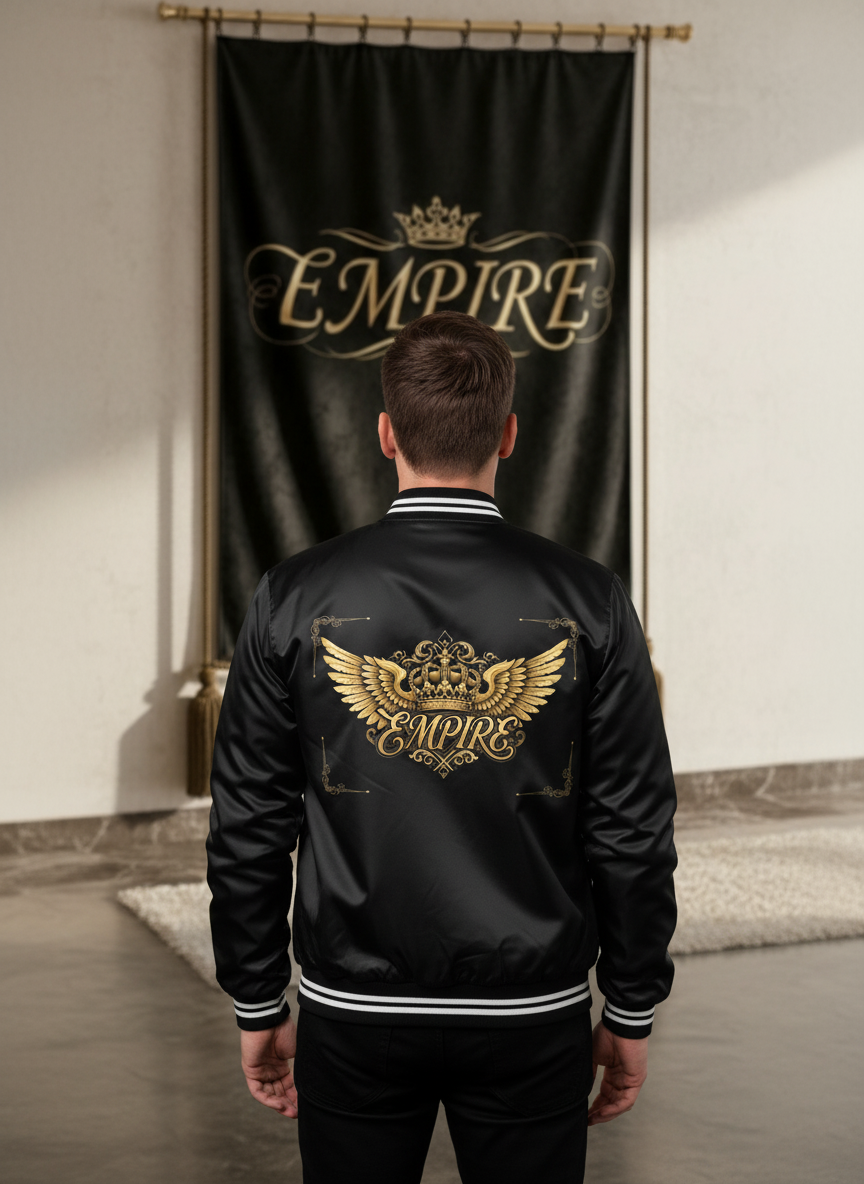 Bomber noir blanc EMPIRE homme vue dos