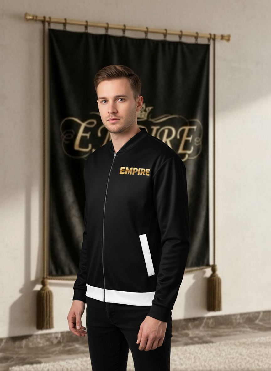 Bomber noir blanc EMPIRE homme vue profil