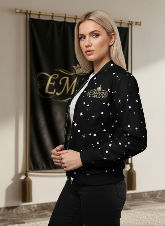 Bomber noir étoilé EMPIRE femme vue profil