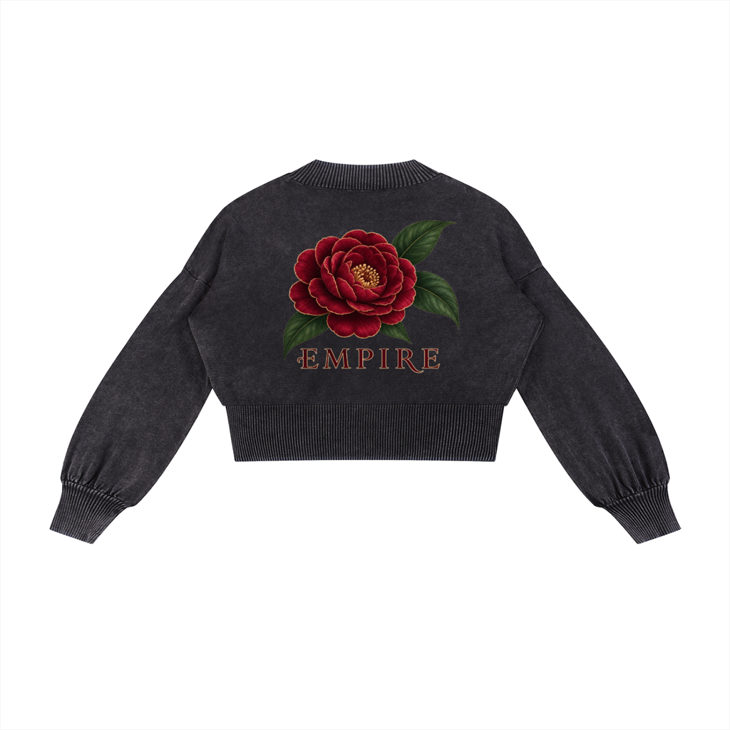 EMPIRE Women's Mineral-Wash Cropped Sweater — Empire Velvet Camellia