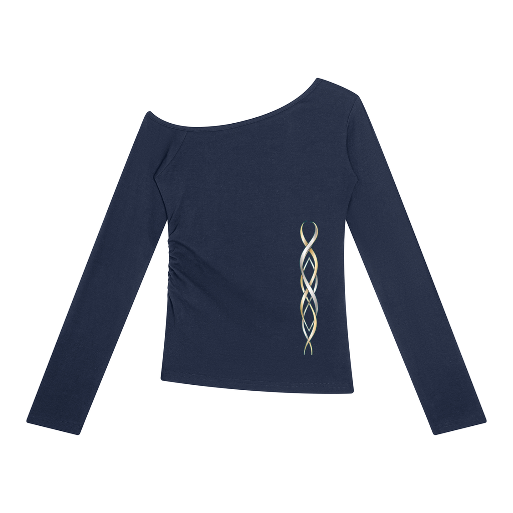 EMPIRE Women's Off-Shoulder Long-Sleeve Top — Carbon Filament