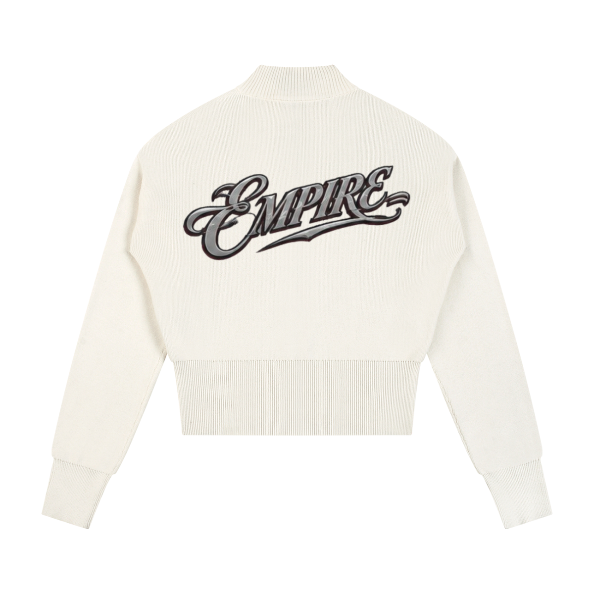 EMPIRE Women's Short Mock-Neck Zip Cardigan — Empire Signature