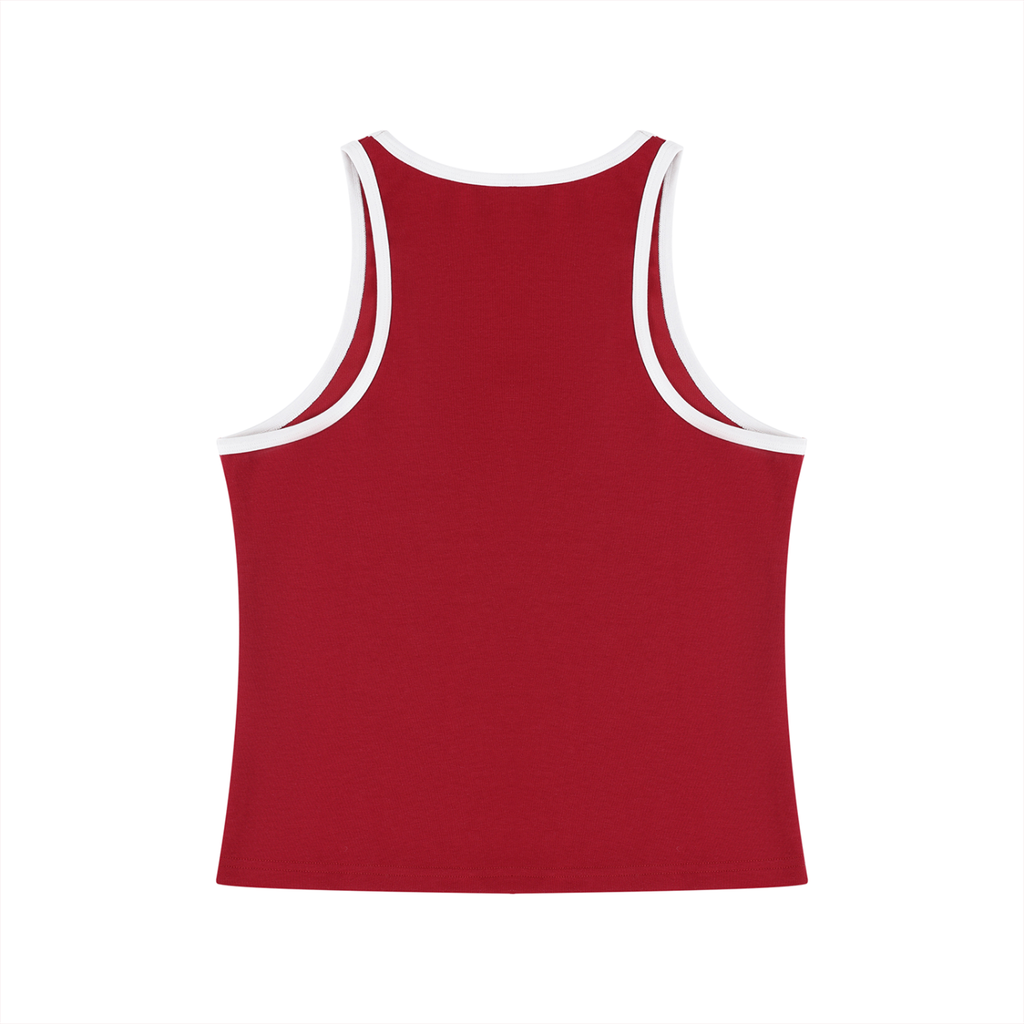 EMPIRE Color Block Cropped Tank Top — Bold Contrast