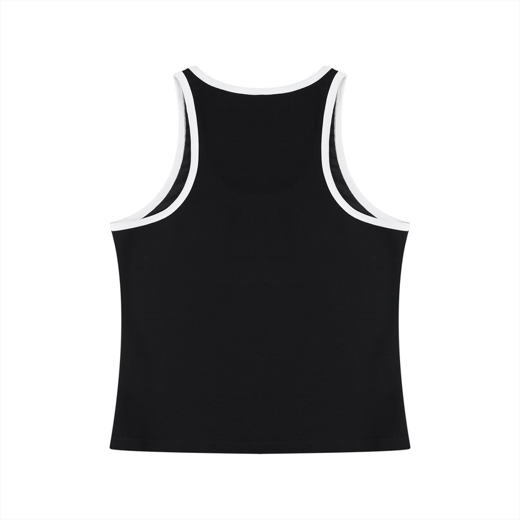 EMPIRE Color Block Cropped Tank Top — Bold Contrast