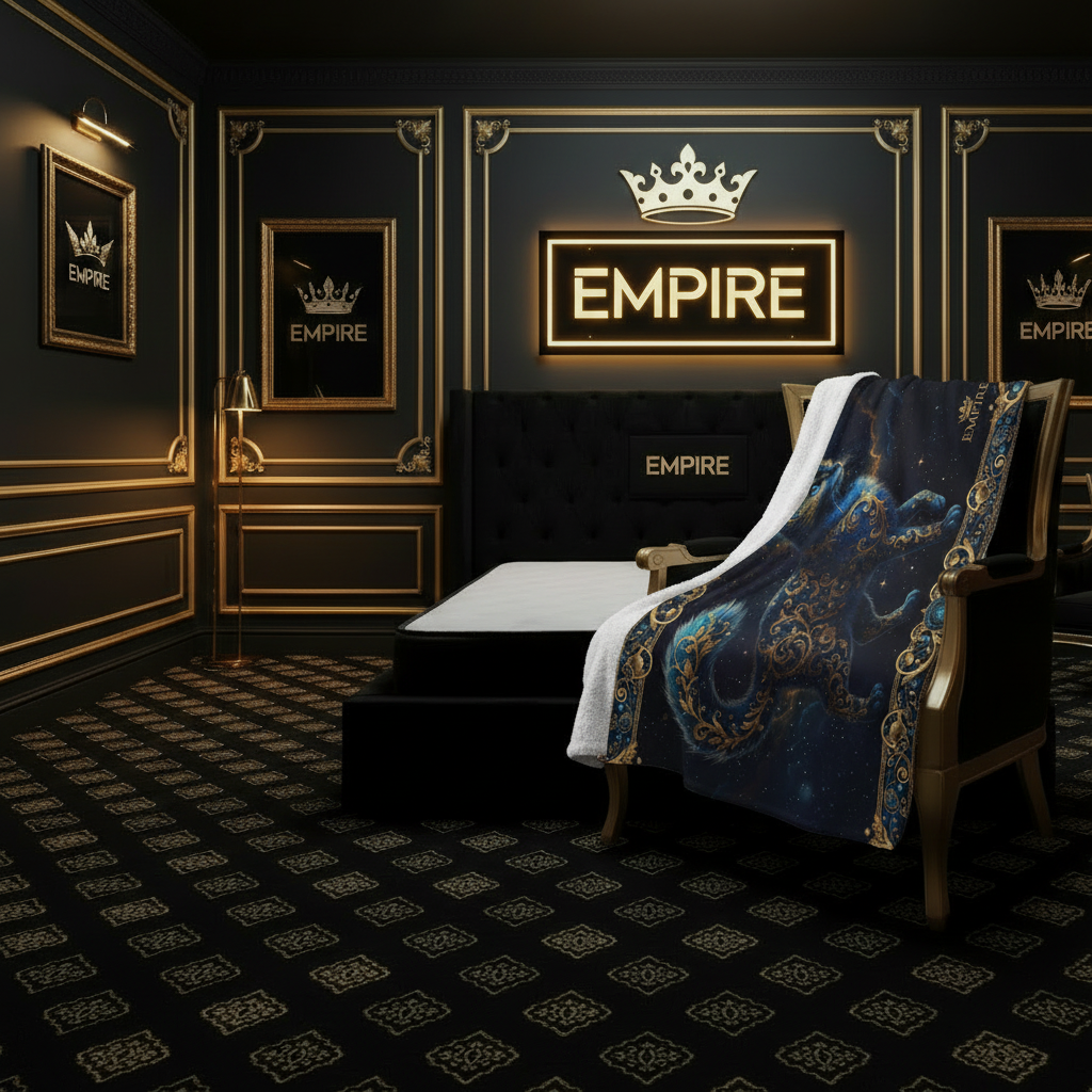 Celestial Wolf Blanket on Empire Palace Chair