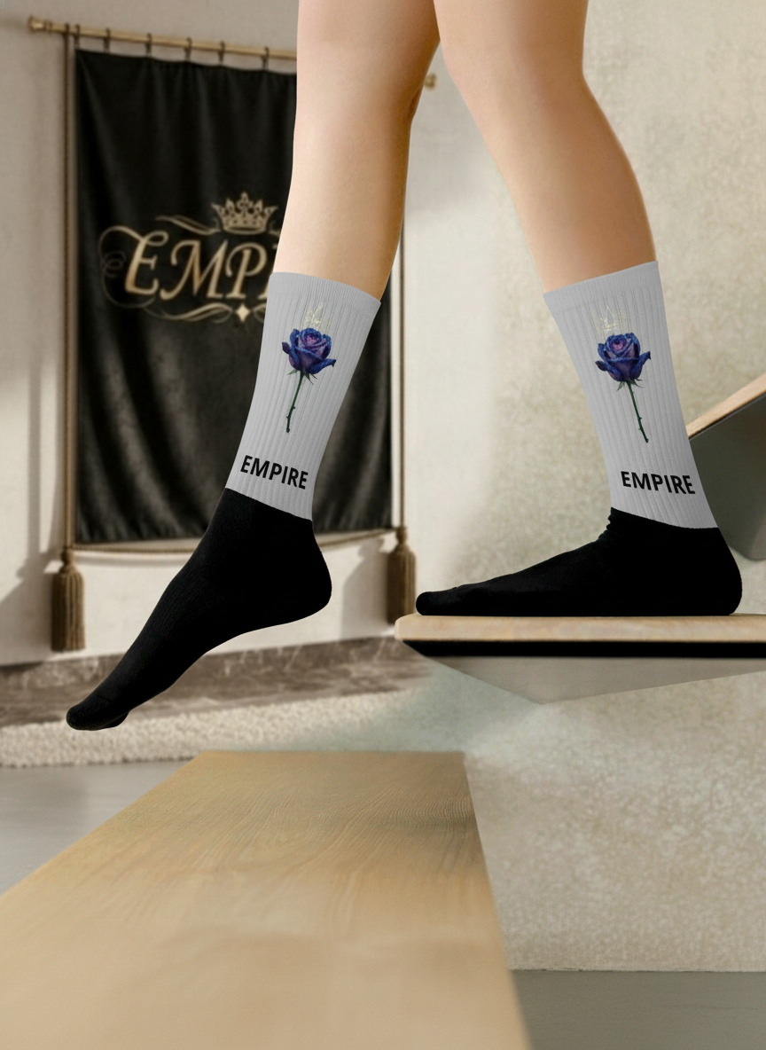 Chaussettes blanc noir EMPIRE rose femme vue détail