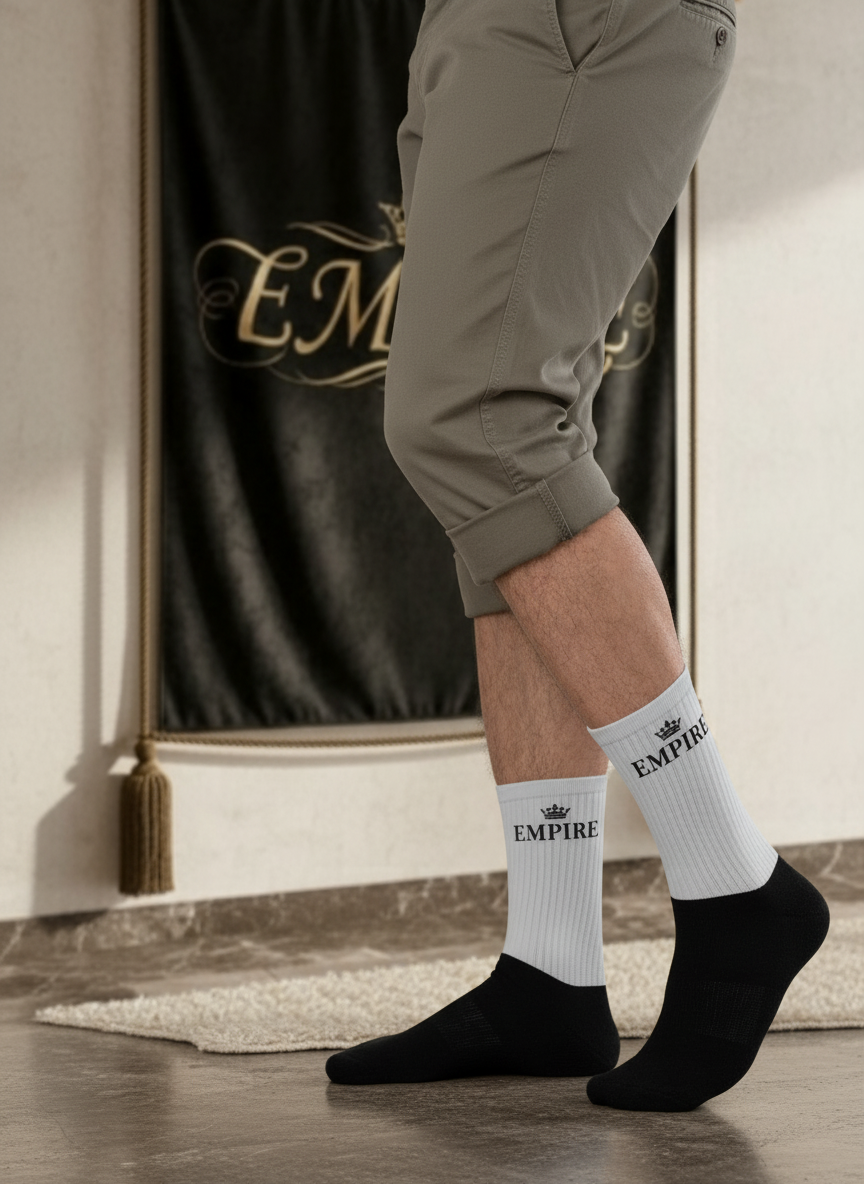 Chaussettes blanc noir EMPIRE vue profil