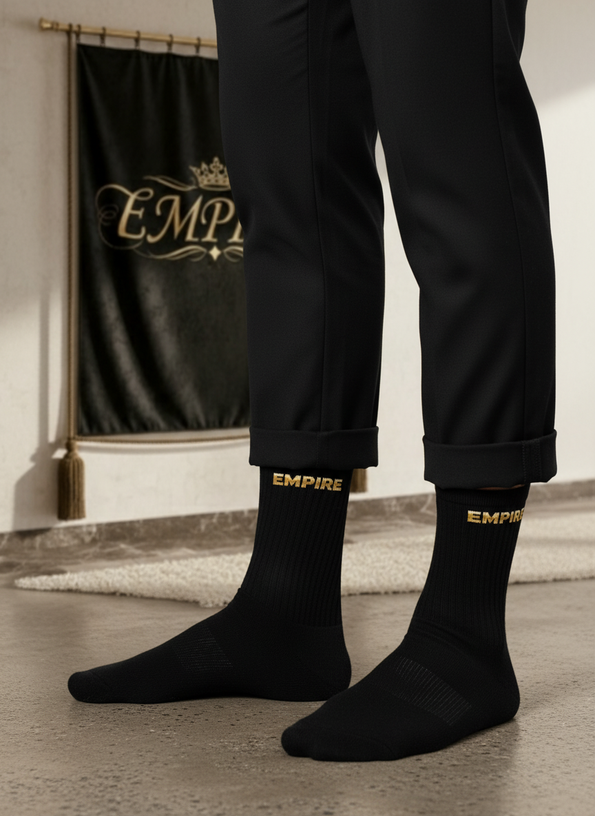Chaussettes noires EMPIRE doré vue détail
