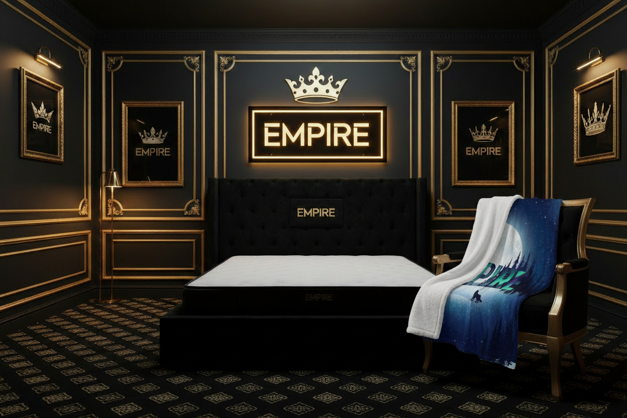 Couverture EMPIRE Loups Aurores Boréales sur le fauteuil - Empire Palace