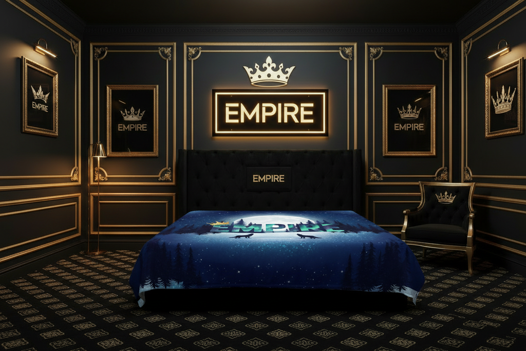 Couverture EMPIRE Loups Aurores Boréales sur le lit - Empire Palace
