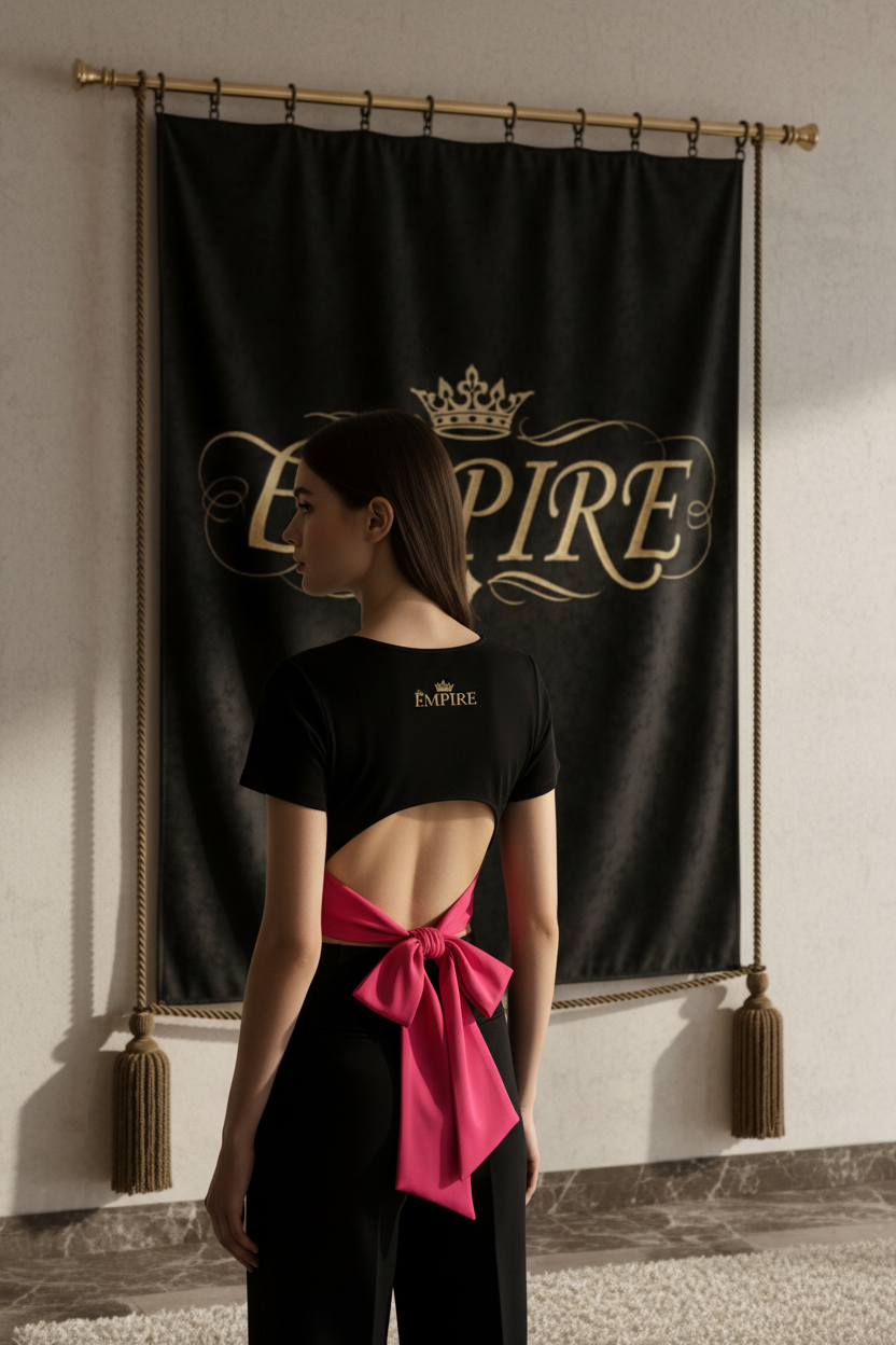Crop Top Empire Nœud Fuchsia - Dos