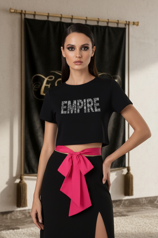 Crop Top Empire Nœud Fuchsia - Face