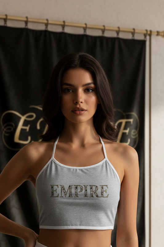 Crop Top Halter Gris Empire - Face