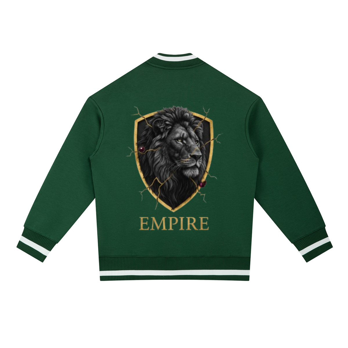 EMPIRE Men’s Contrast Piping Zip Bomber Jacket — Fractured Lion