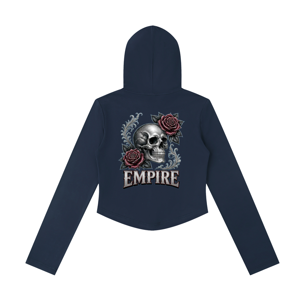 EMPIRE Women's Slim Cropped Zip Hoodie — Empire Dark Rose Tattoo