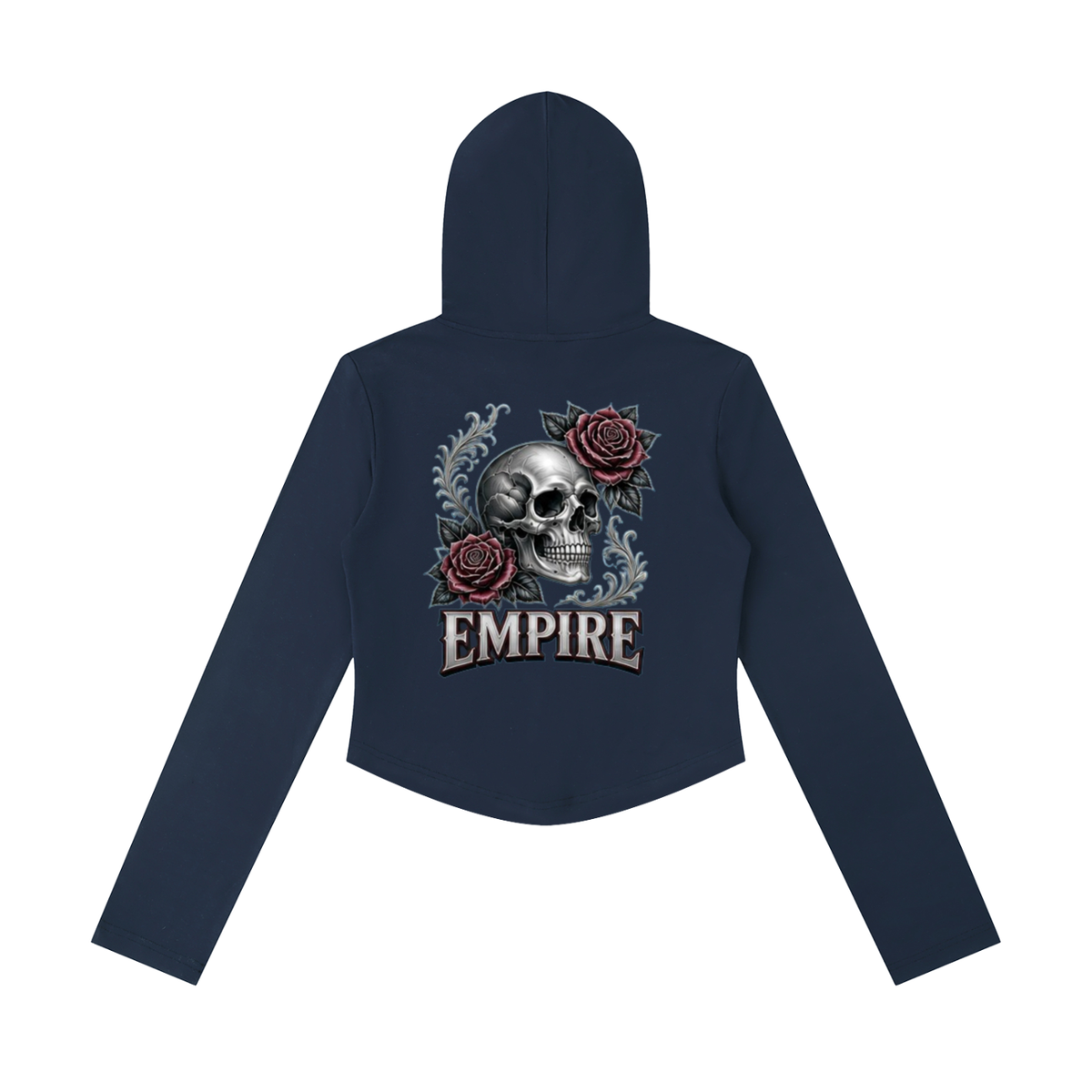 EMPIRE Women's Slim Cropped Zip Hoodie — Empire Dark Rose Tattoo