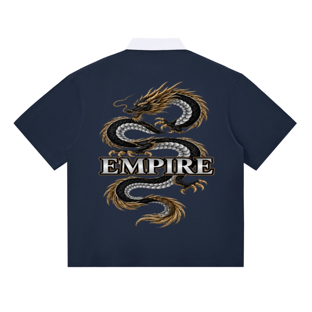 EMPIRE Men’s Contrast-Collar Polo Shirt — Silver Dragon