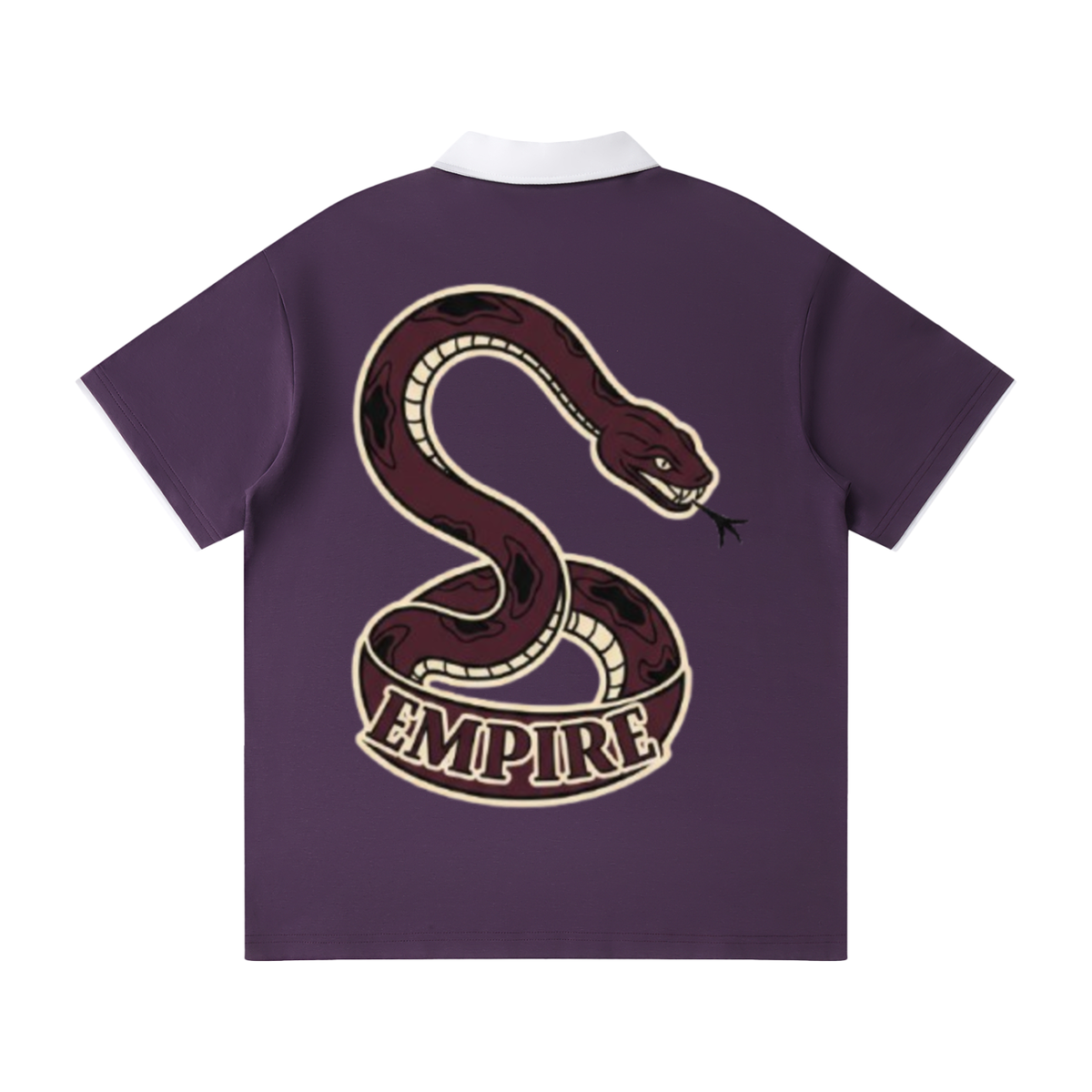 EMPIRE Men’s Contrast-Collar Raglan Polo Shirt — Ornamental Snake