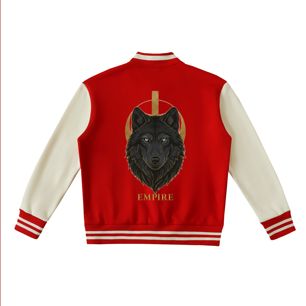 EMPIRE Men’s Two-Tone Fleece Varsity Jacket — Black Wolf Eclipse
