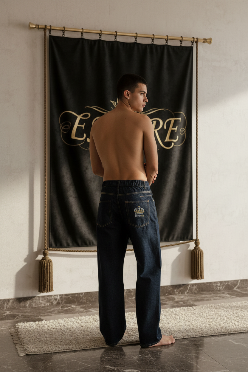 Empire - Baggy Jeans Denim Homme Dos