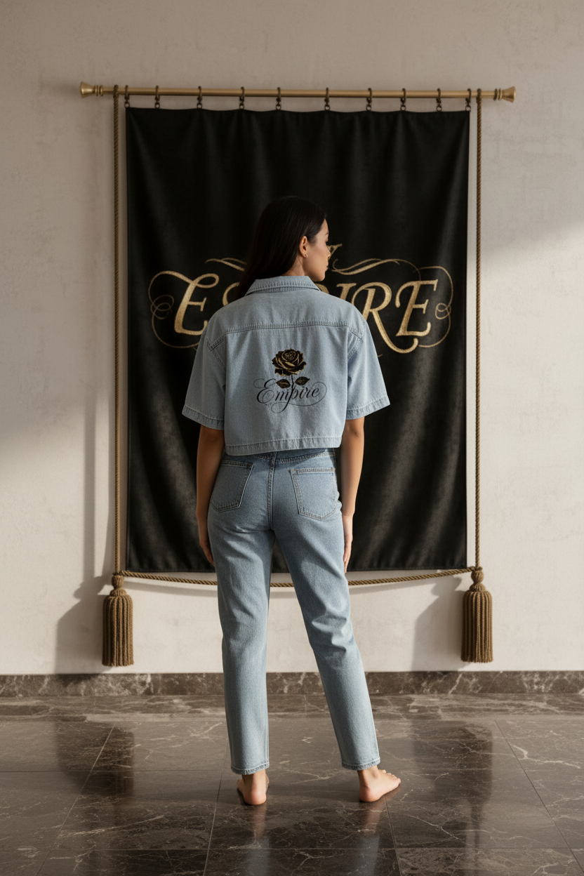 Empire - Chemisier Crop Top Denim Femme Dos
