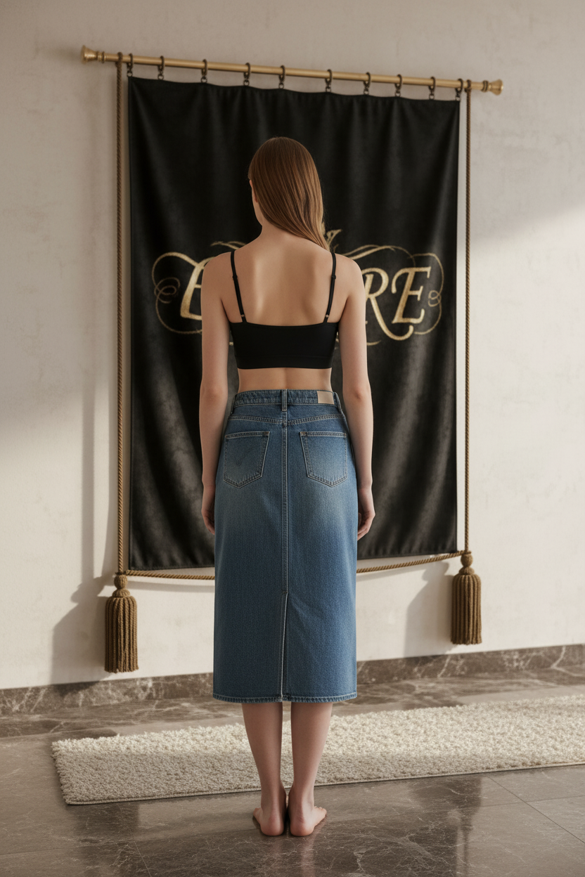 Empire Femme Jupe Denim Dos