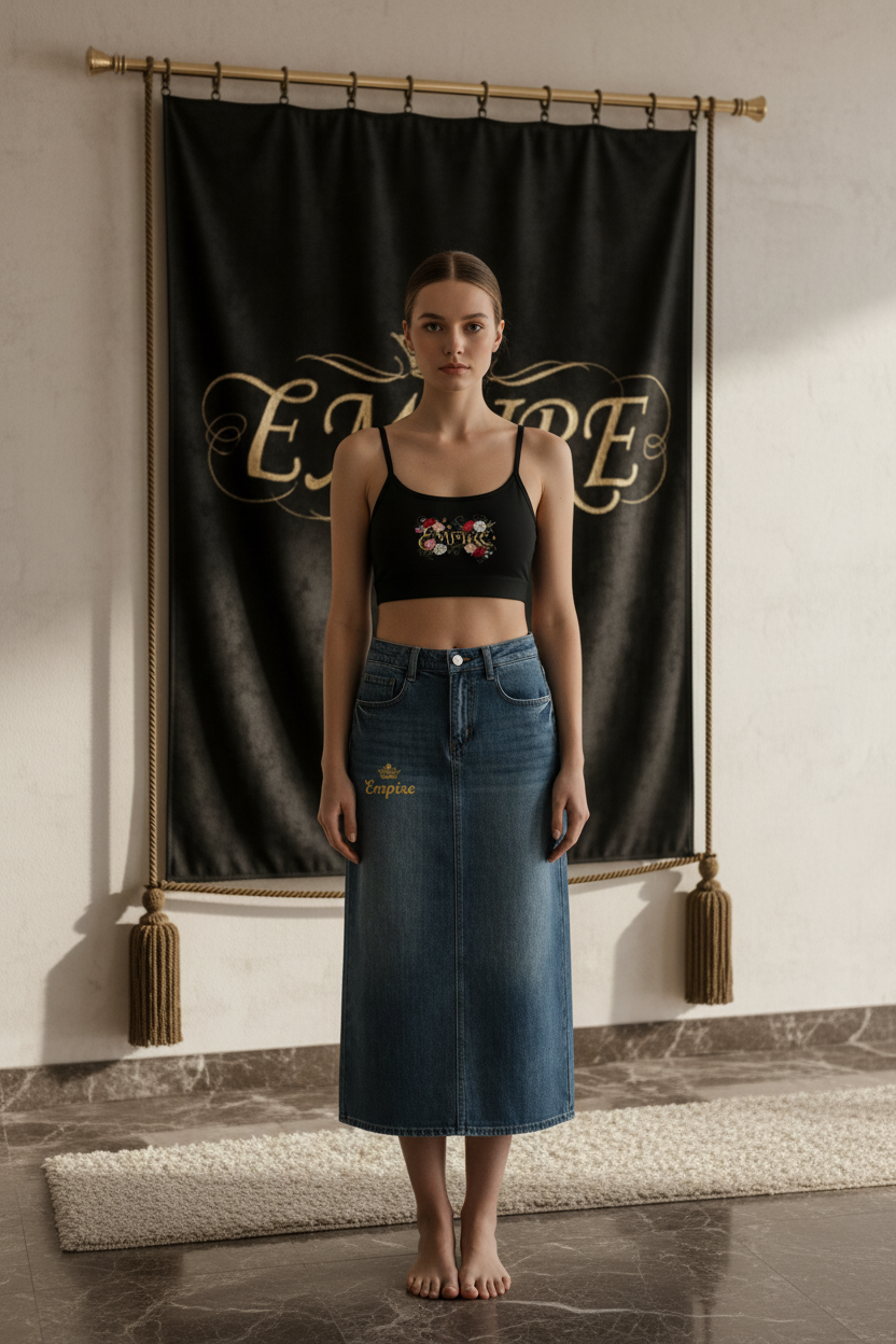 Empire Femme Jupe Denim Face