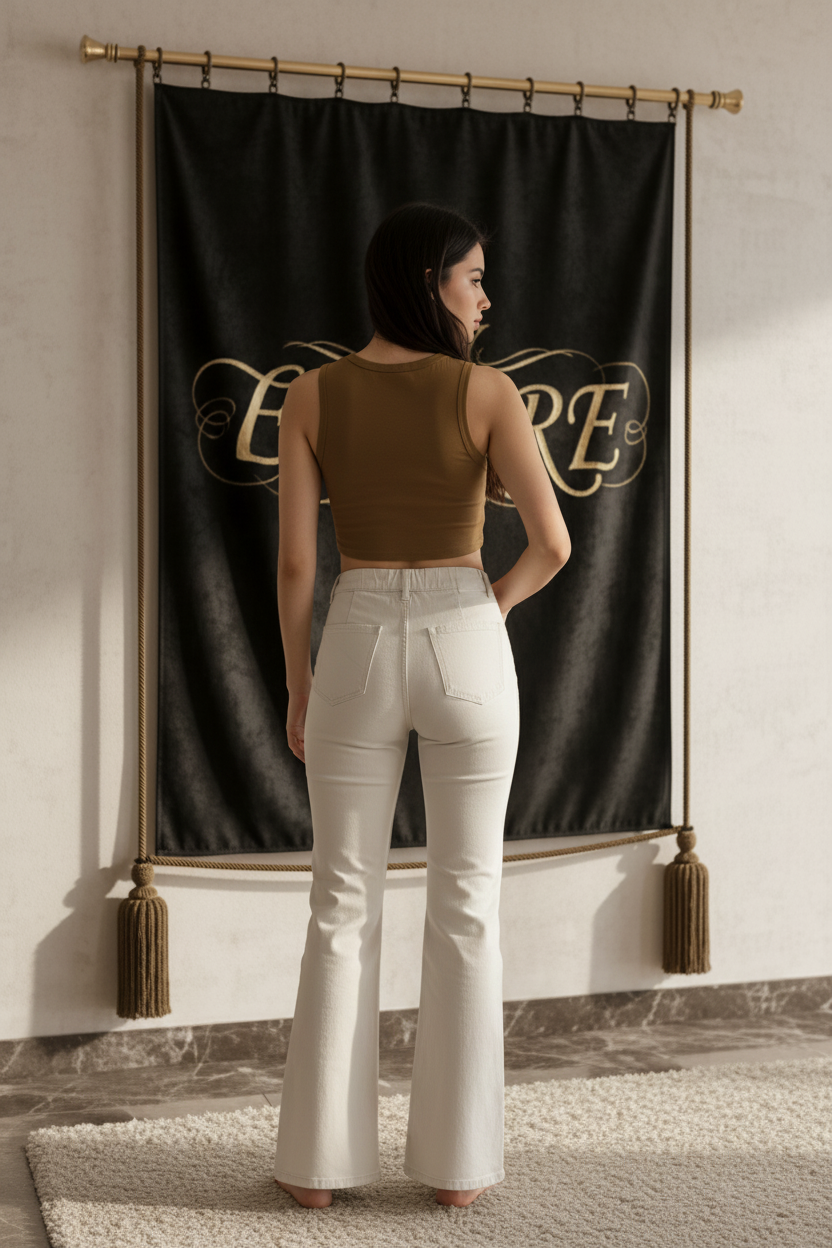 Empire - Flared Jean Crop Tank Caramel Femme Dos