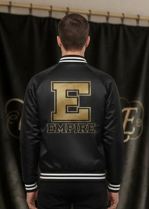 EMPIRE Satin Baseball Varsity Jacket back view