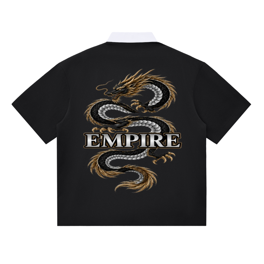 EMPIRE Men’s Contrast-Collar Polo Shirt — Silver Dragon