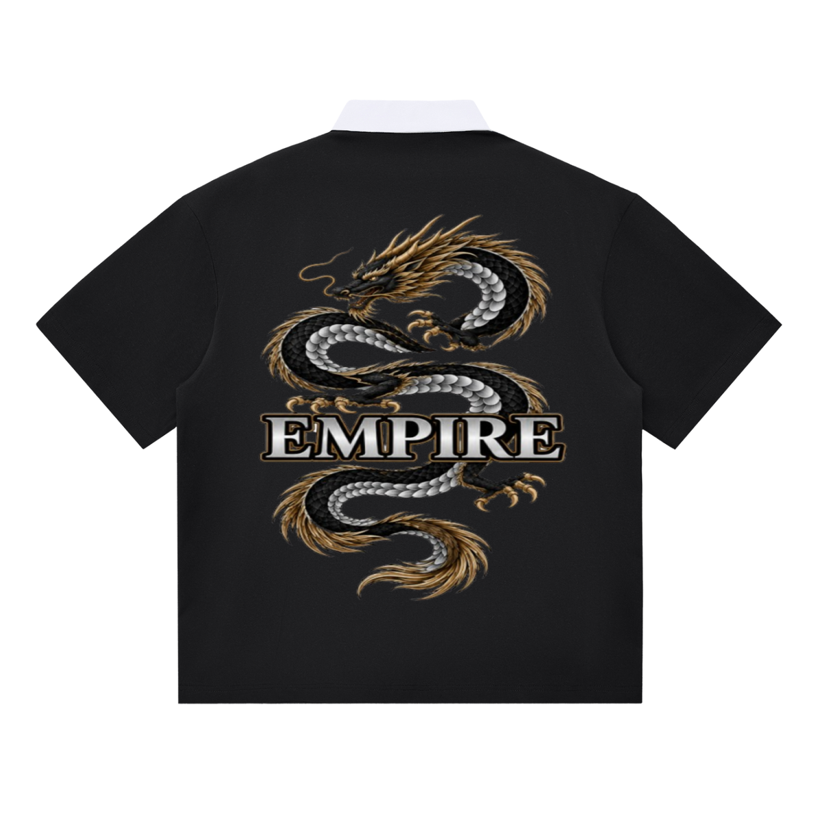 EMPIRE Men’s Contrast-Collar Polo Shirt — Silver Dragon