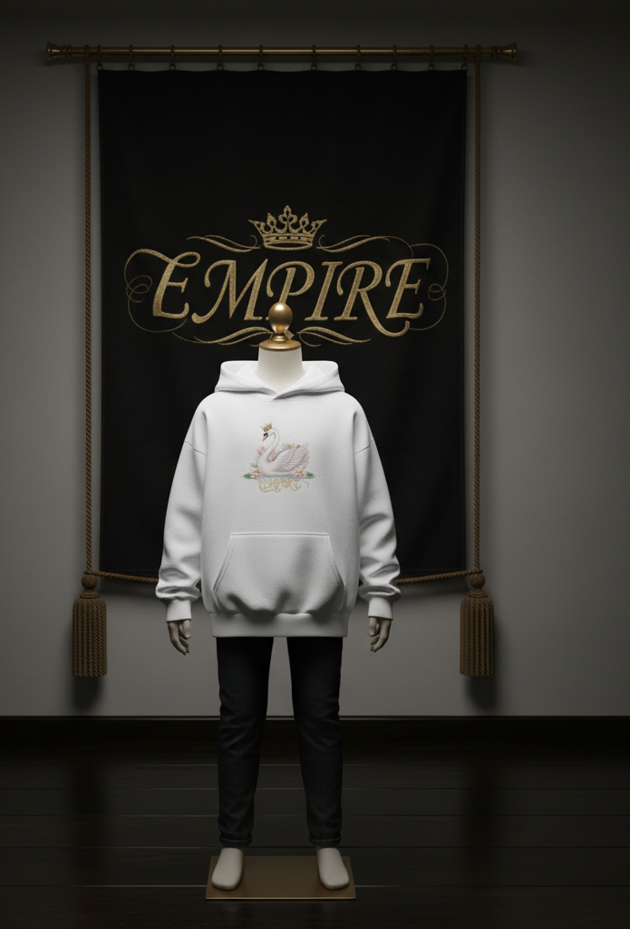 Hoodie blanc cygne EMPIRE - Vue de face