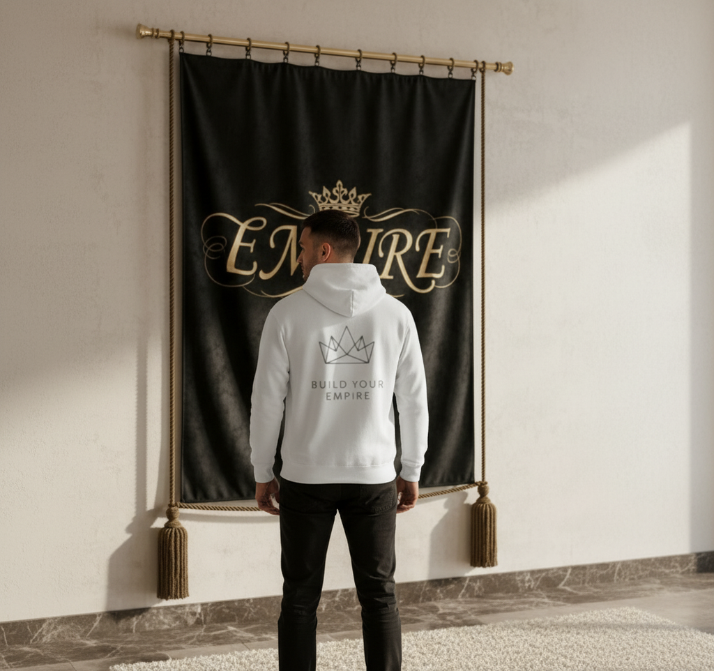 Hoodie blanc EMPIRE homme vue de dos