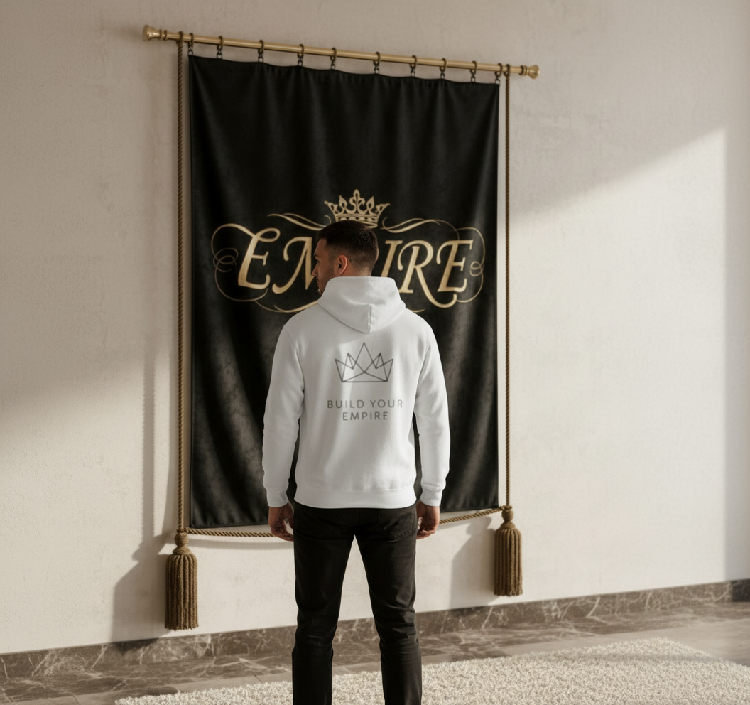 Hoodie blanc EMPIRE homme vue de dos