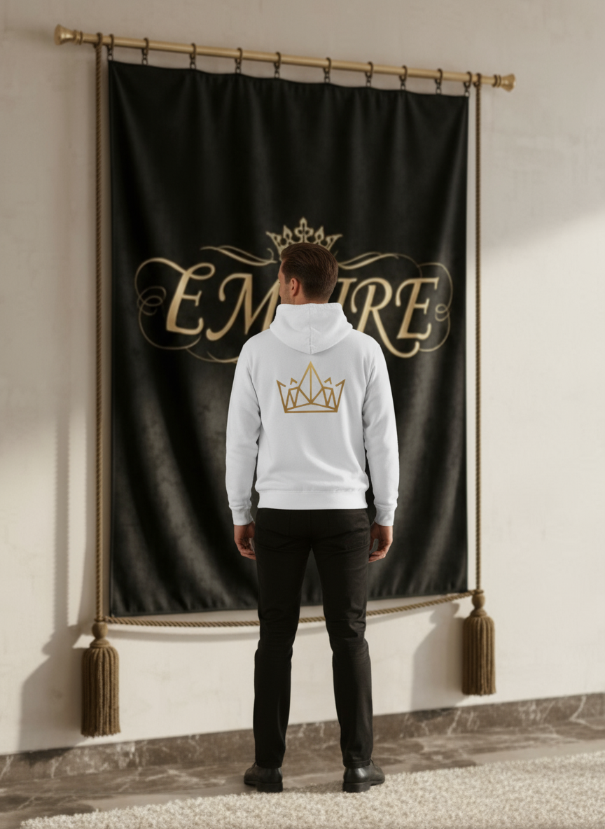Hoodie blanc EMPIRE homme vue de dos